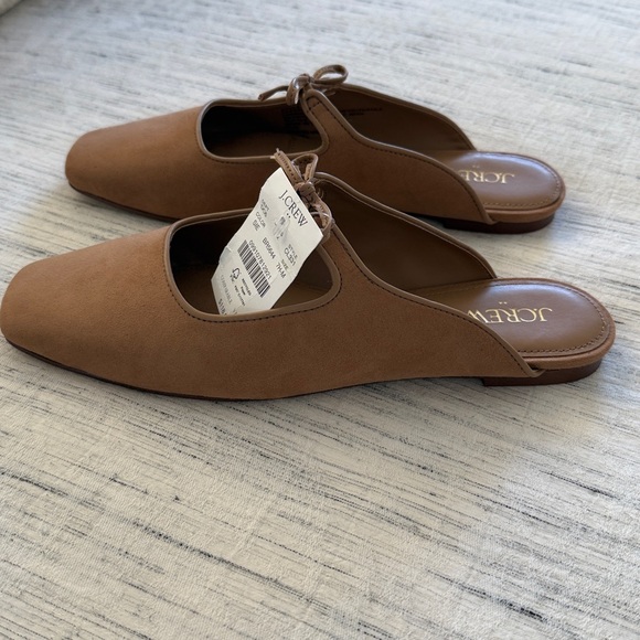 J. Crew Women's Tan Faux Suede Mules with Bow Detail - Picture 3 of 7